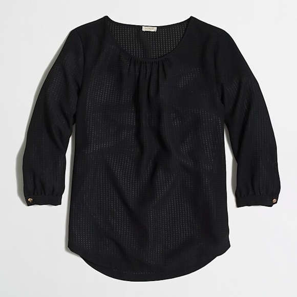 J‎ Crew Black Textured Grid Top | XS - Picture 1 of 5
